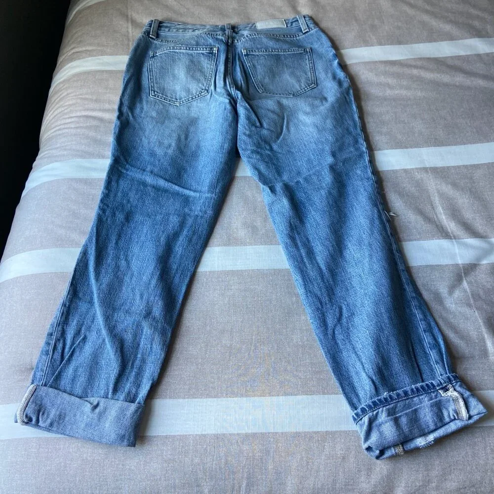 EUC Distressed Boyfriend Jeans with Heavy Rip Detail (Light Wash, Cuffed Hem) 27 - Picture 7 of 8
